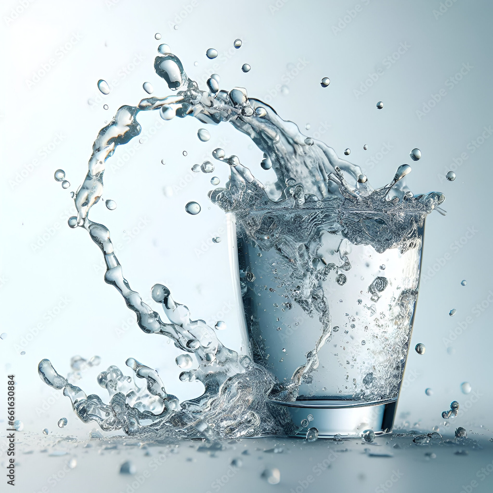water splash in glass isolated  