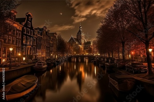 Amsterdam, captivating tourist spot. Generative AI