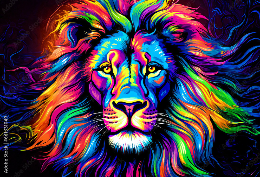 Сolorful color animal art lion аor Jigsaw Puzzles