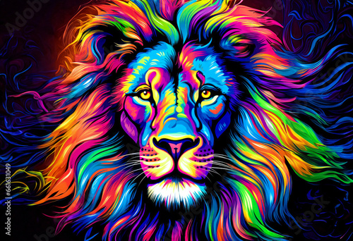   olorful color animal art lion   or Jigsaw Puzzles