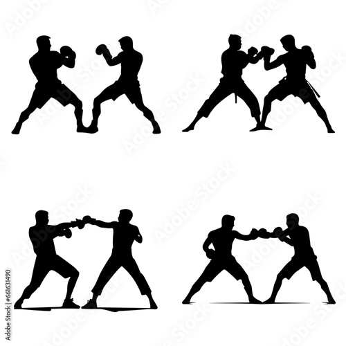 silhouettes of boxing 