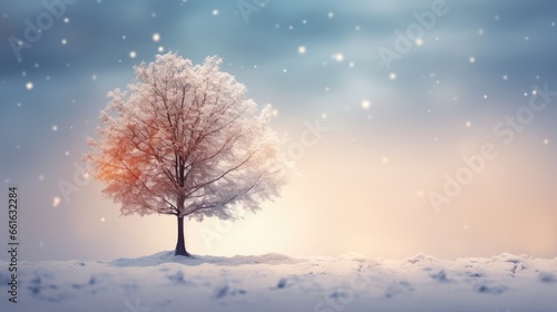 winter landscape with tree - generative ai