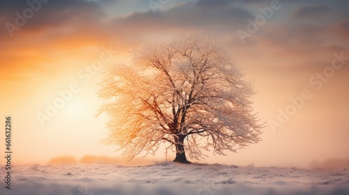 tree in the snow - generative ai © BrandwayArt