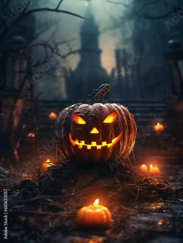 Halloween Background and copy space , generative ai