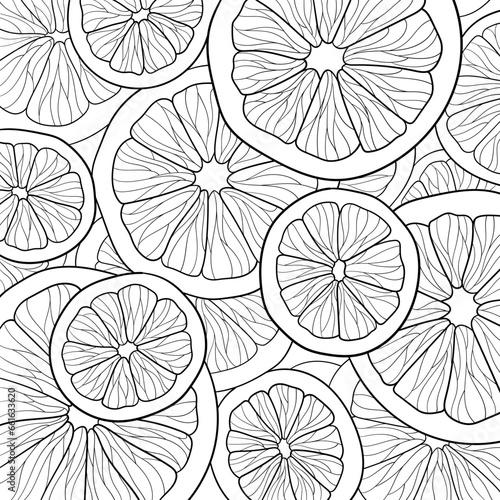 Citrus fruits top view coloring page