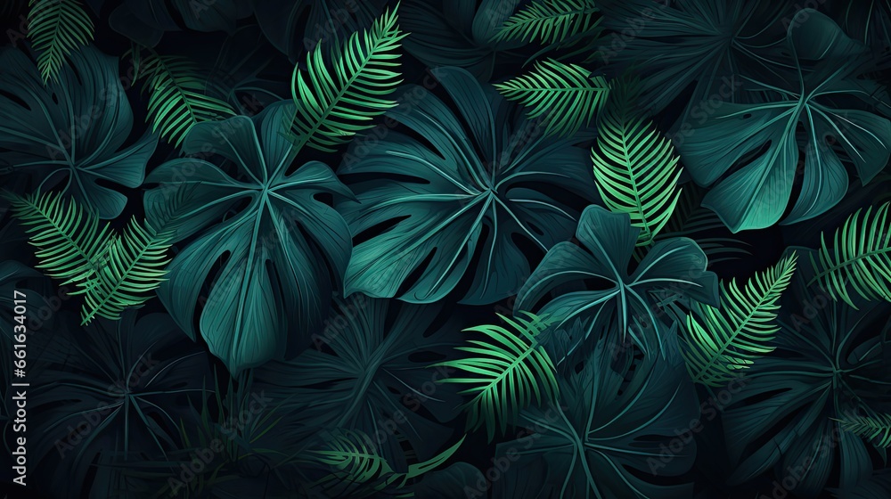 green tropical leaves background - generative ai green tropical leaves background - generative ai