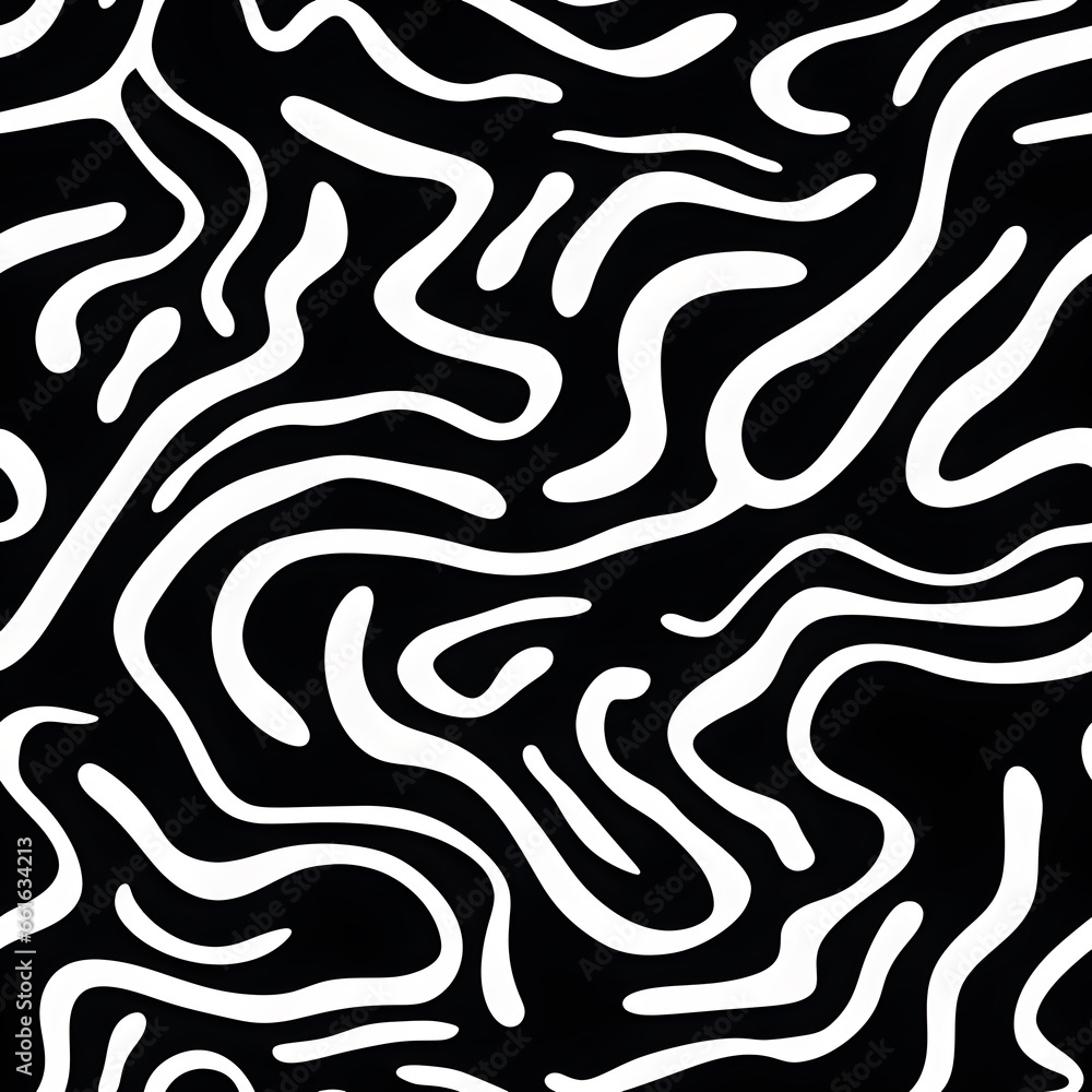 fluid waves and swirled brush strokes black and white camouflage