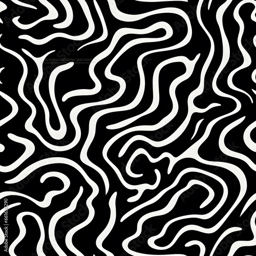 Black and white Wavy and swirled brush strokes pattern