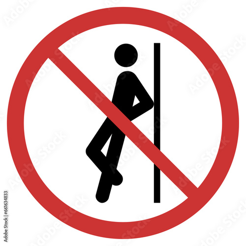 Vector graphic of sign prohibiting leaning against the wall