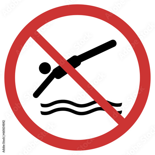 Vector graphic of sign prohibiting diving to the sea