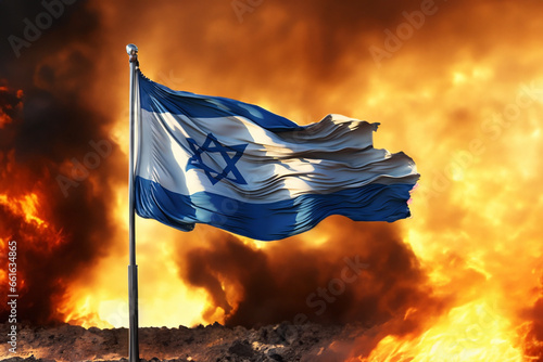 national flag of israel ,war conflict 2023 photo