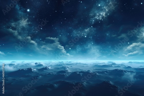 A captivating view of the night sky featuring wispy clouds and shimmering stars. Perfect for adding a touch of wonder and tranquility to any project