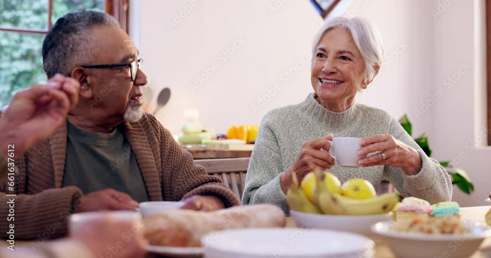 Tea, old people or woman in retirement talking for support, care or trust for bonding together in nursing home. Coffee, happy or man with elderly friends for senior friendship, kindness or solidarity Tea, old people or woman in retirement talking for support, care or trust for bonding together in nursing home. Coffee, happy or man with elderly friends for senior friendship, kindness or solidarity