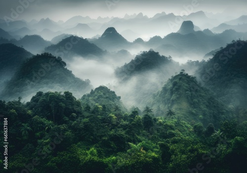  Veil of the Peaks  Captivating Misty Mountains  Generativ Ai 