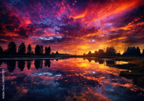 "Blazing Horizon: A Breathtaking Orange Sunset" Generativ Ai,