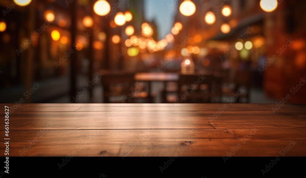 empty wooden table top with blur background of outdoor empty wooden table top with blur background of outdoor