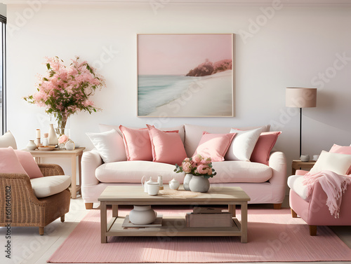 White and Rose Living Room with a perfect Sant Valentine Day s decoration