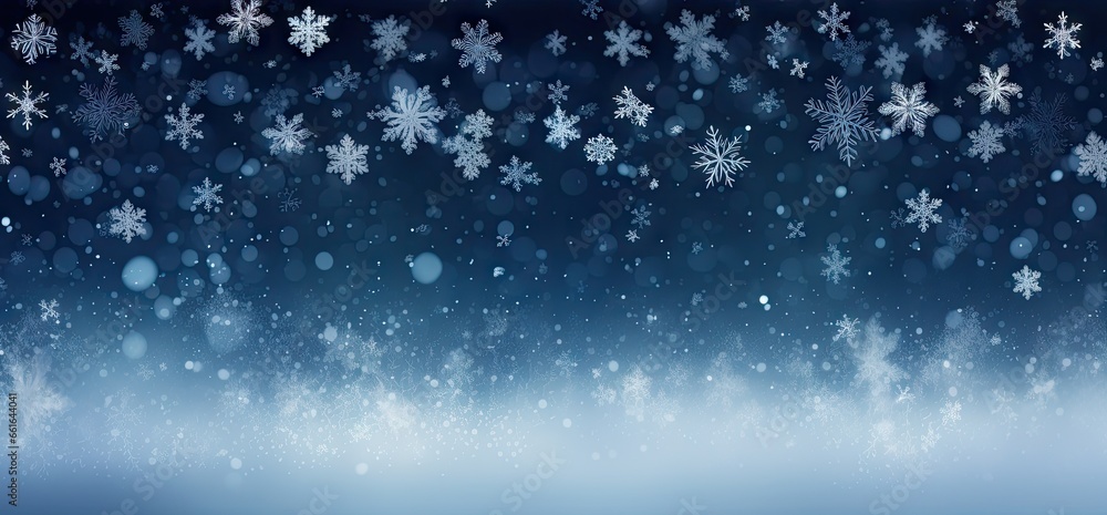 snowflakes the background is blue and dark Generative AI