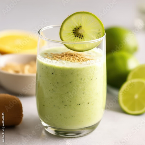 a kiwi lime smoothie with lime zest 