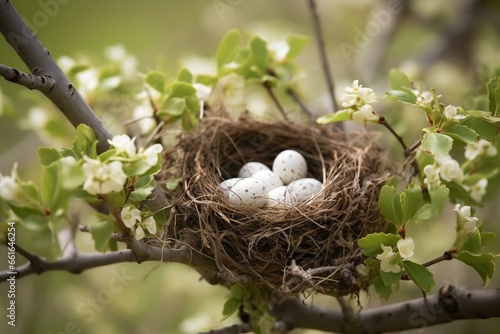 nest of a bird during the spring. Generative AI