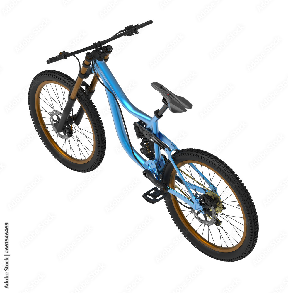 3D bicycle isolated. Isometric front view. White background. Scene creator.
