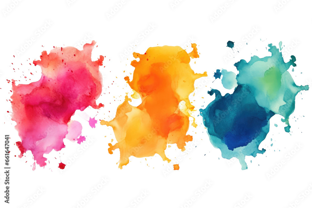 of 4 Abstract Watercolors on isolated background
