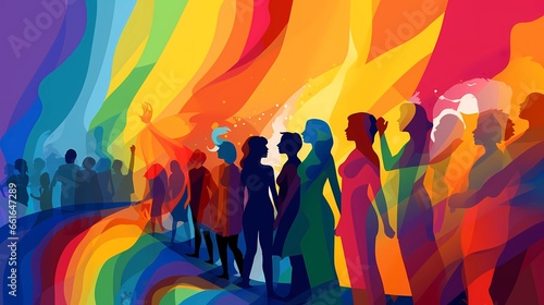 A group of people from the LGBT community, an illustration symbolizing sexual diversity in the world