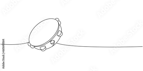 Drum flute one line continuous drawing. Musical instruments continuous one line illustration. Vector minimalist linear illustration.