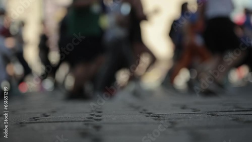 A crowd of people rushing to the sale