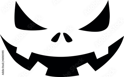 Pumpkin monster face black silhouette.