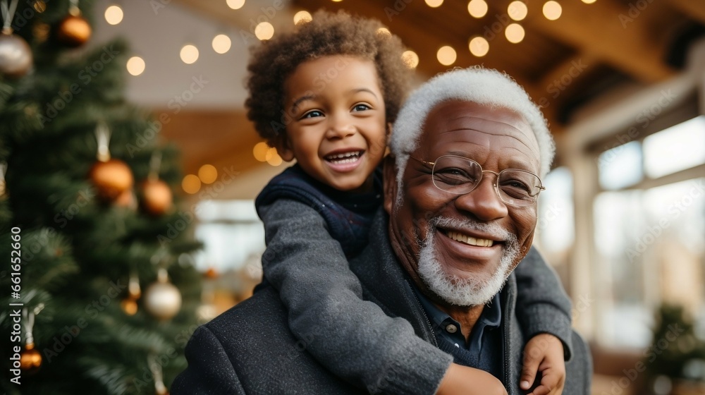 Joyful Black Grandfather Lifting His Little Granddaughter Joyful Black Grandfather Lifting His Little Granddaughter