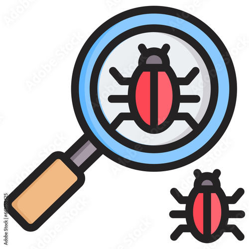 Bug Finding Outline Color Icon