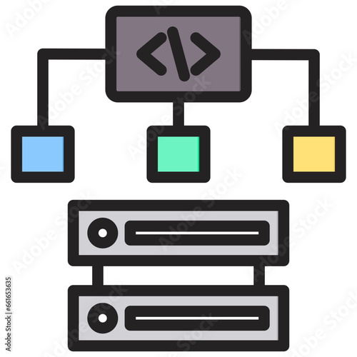 Data Code Outline Color Icon