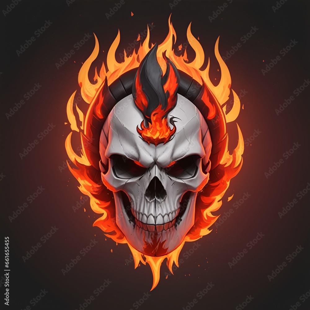 head skull fire mascot and esport gaming logo, AI generated