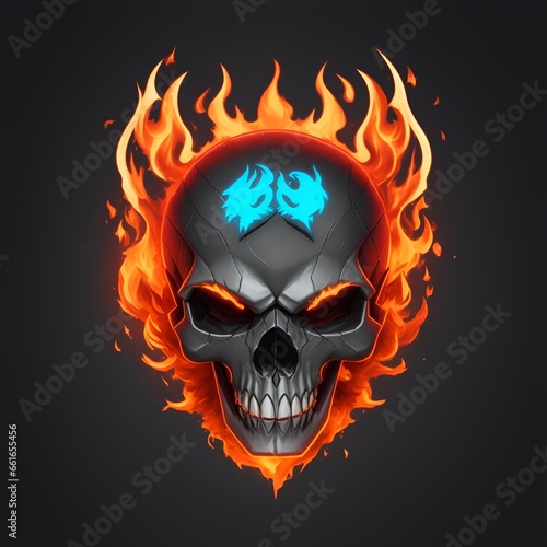 head skull fire mascot and esport gaming logo, AI generated photo