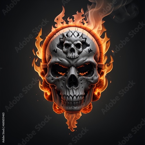 head skull fire mascot and esport gaming logo, AI generated photo