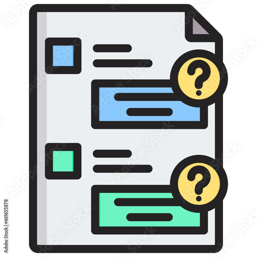 Short Answer Questions Outline Color Icon