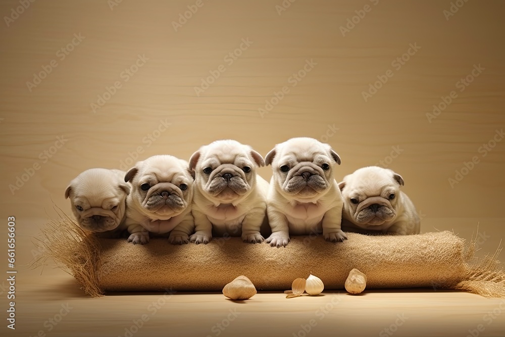 Baby Pugs Series Documenting the Growth of a Litter from Birth to