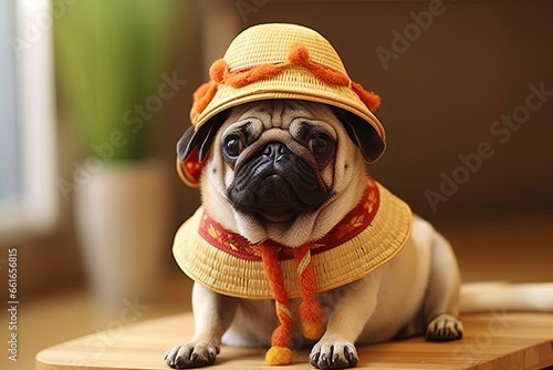 Cute Pugs Collection: Unique Hat-Wearing Pugs - A Delightful Photo Gallery, generative AI