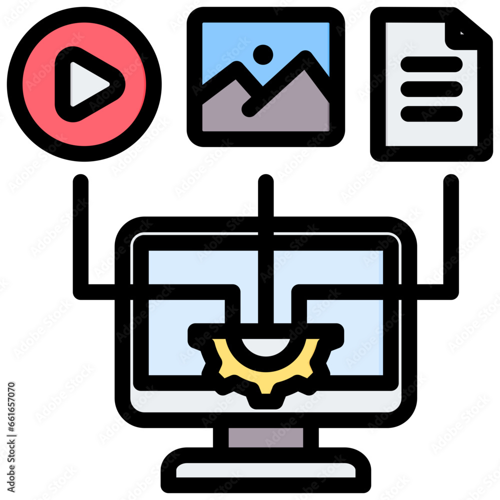 Content Management System Outline Color Icon Content Management System Outline Color Icon