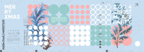 Merry Christmas and happy new year. 2024. Modern minimalistic Christmas banner. Vector illustration with elements of typography.