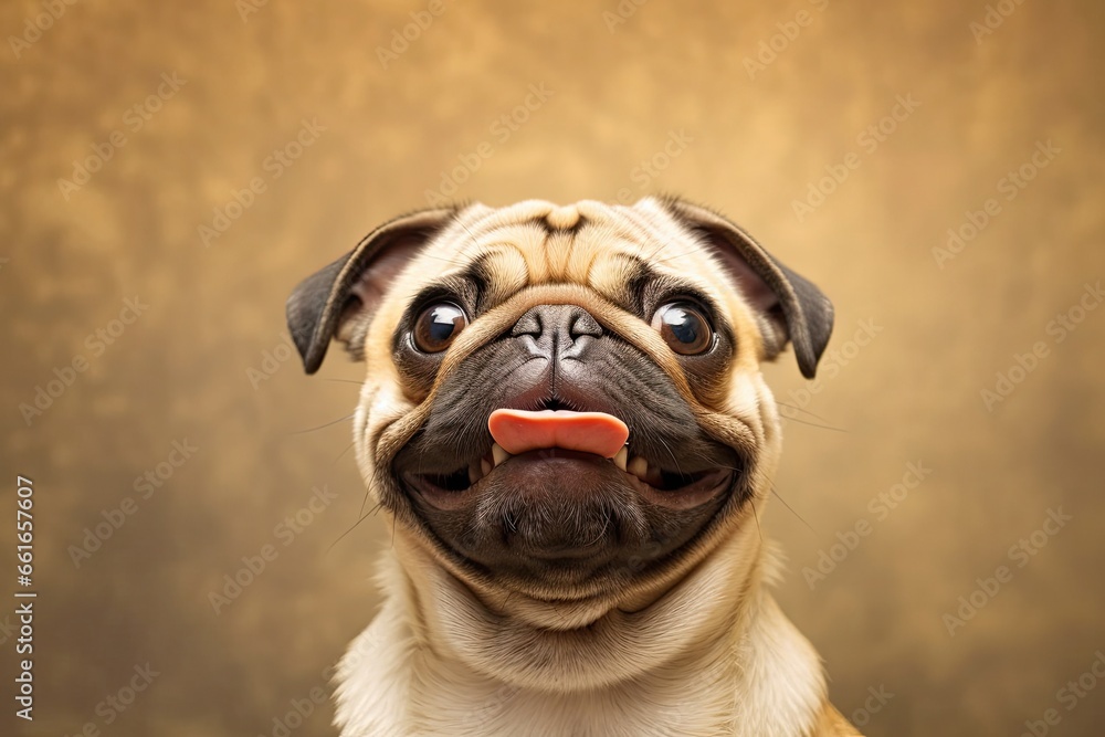Pugs Galore: Captivating Expressions on the Faces of Adorable Pug Dogs in Pictures, generative AI