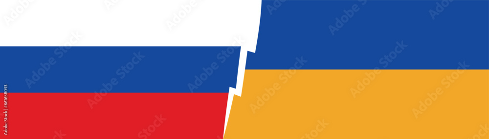 Antiwar poster. Stop war. Vector horizontal banner with Russia and Ukraine flag. Concept of attack on country, peace negotiations, aggression, weapons, death, armed conflict. invasion. White, blue Antiwar poster. Stop war. Vector horizontal banner with Russia and Ukraine flag. Concept of attack on country, peace negotiations, aggression, weapons, death, armed conflict. invasion. White, blue