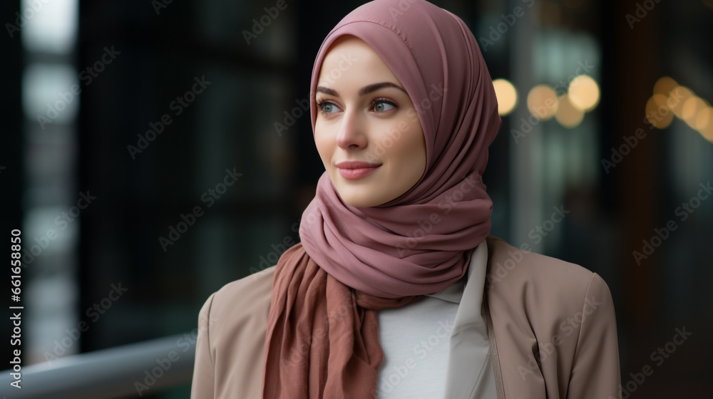 A Muslim Woman wearing a headscarf smiling A Muslim Woman wearing a headscarf smiling