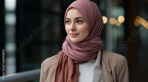 A Muslim Woman wearing a headscarf smiling