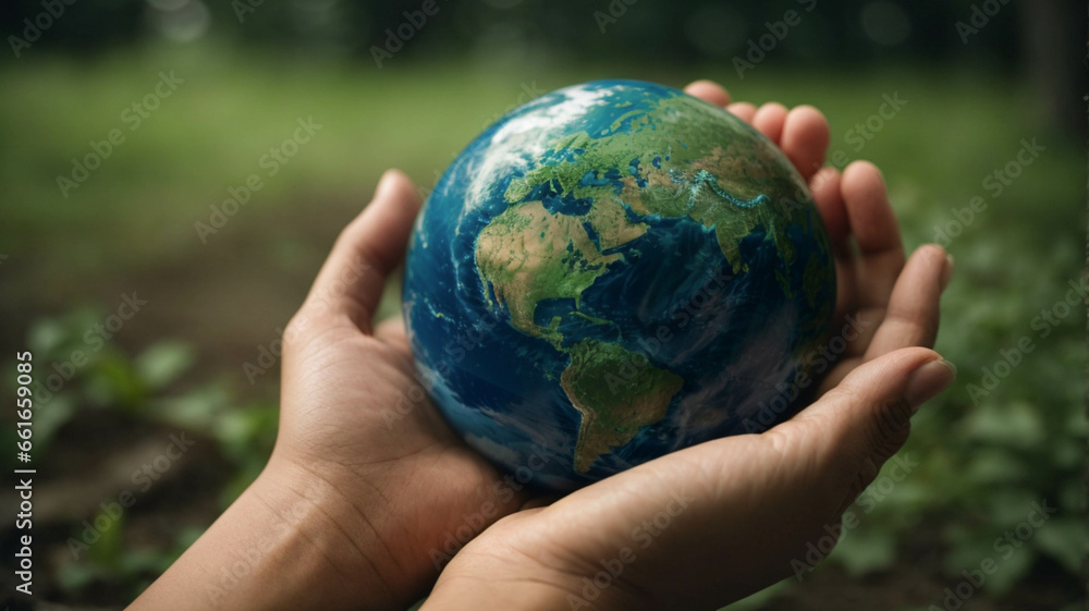 hands holding a small globe, symbolizing care for the environment, conservation and the importance of working together to protect our planet for future generations. hands holding a small globe, symbolizing care for the environment, conservation and the importance of working together to protect our planet for future generations.
