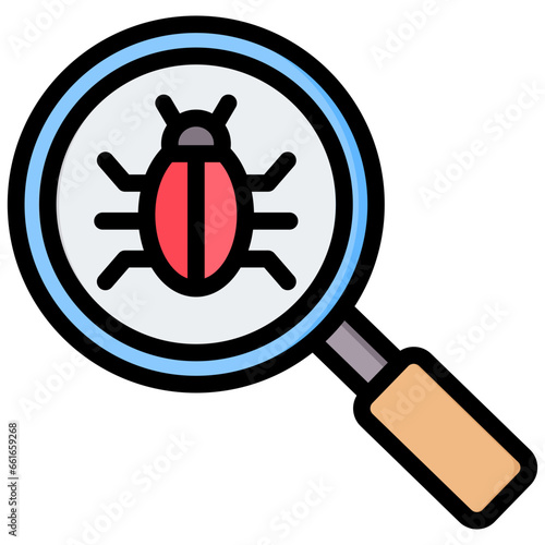 Virus Scan Outline Color Icon