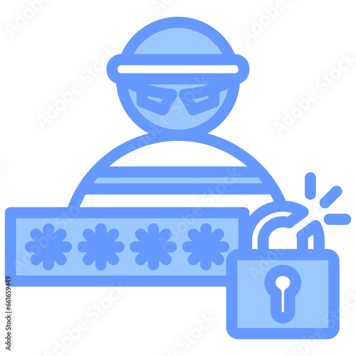 Password Theft Blue Icon