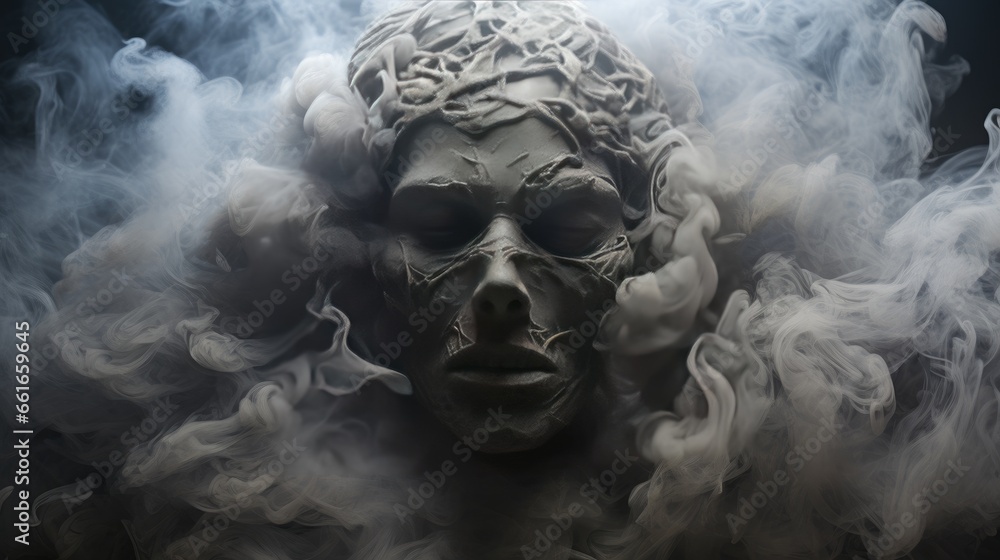 An image of a spirit's face created from ethereal smoke and mist. An image of a spirit's face created from ethereal smoke and mist.