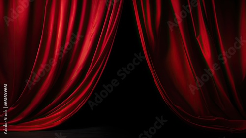 An image of a red curtain on a deep velvety black background.